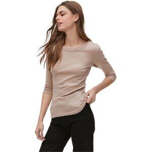 💕MICHAEL STARS💕 Dora 3/4 Sleeve Shine Tee Crew Neck Gild One Size NWOT